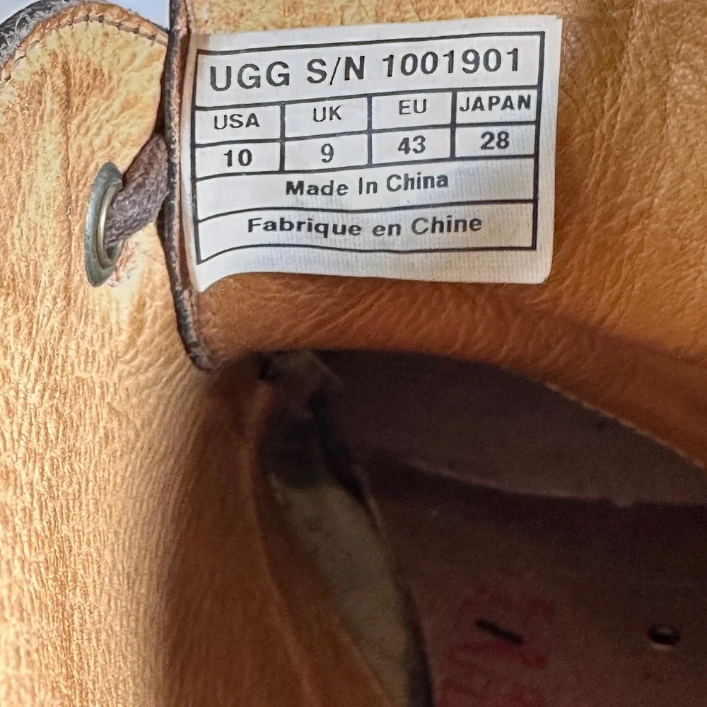 UGG Leighton Chukka Boots Mens 10 Brown Leather Good Moc Toe Lace Up 1001901